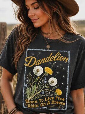 Dandelion Country Music Graphic Tee, Flower Lover Gift, Western Style Shirt